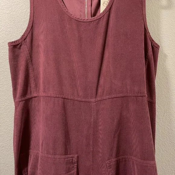 (NWT) COMPLETO LINO By ARTHURIO Corduroy Maxi Lagenlook Dress, Burgundy - XL